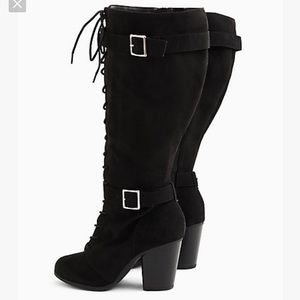 Torrid Black Faux Suede Knee High Boots Size 9 W